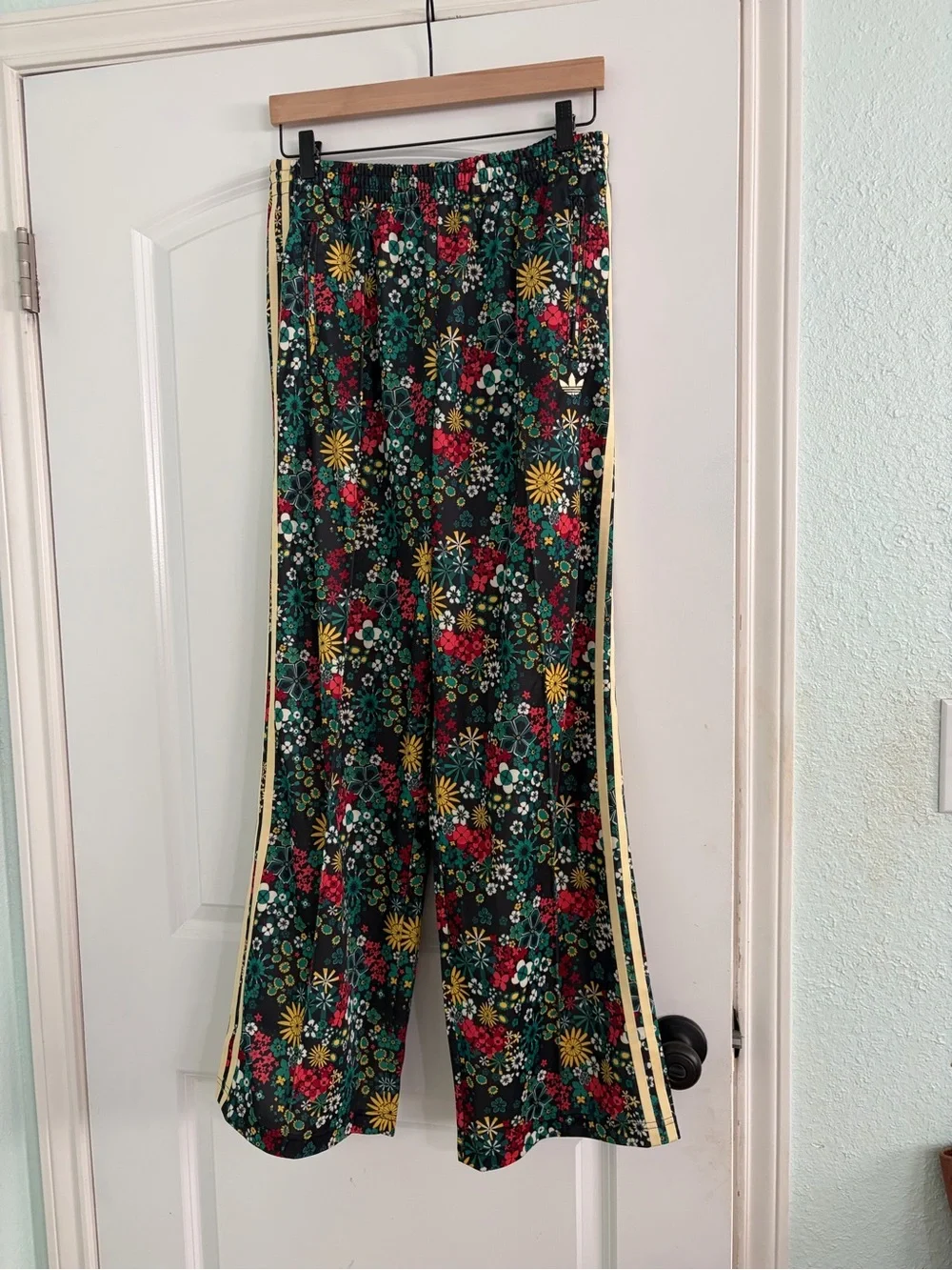 Adidas Liberty print Wide-Leg Track Pants in Green, Red & Yellow